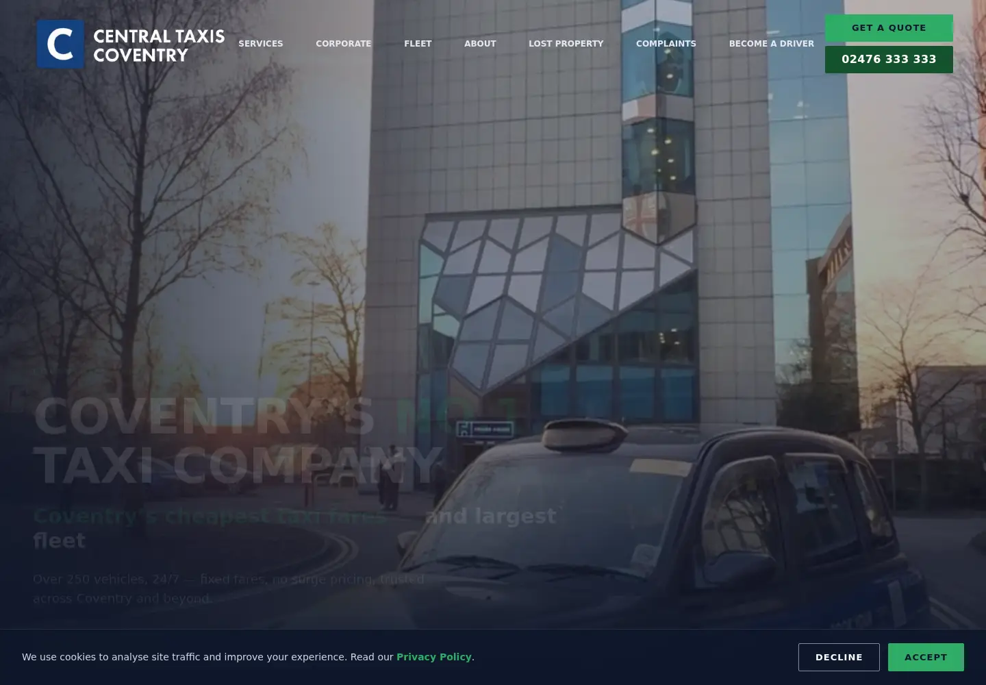 Screenshot of centraltaxiscov.com