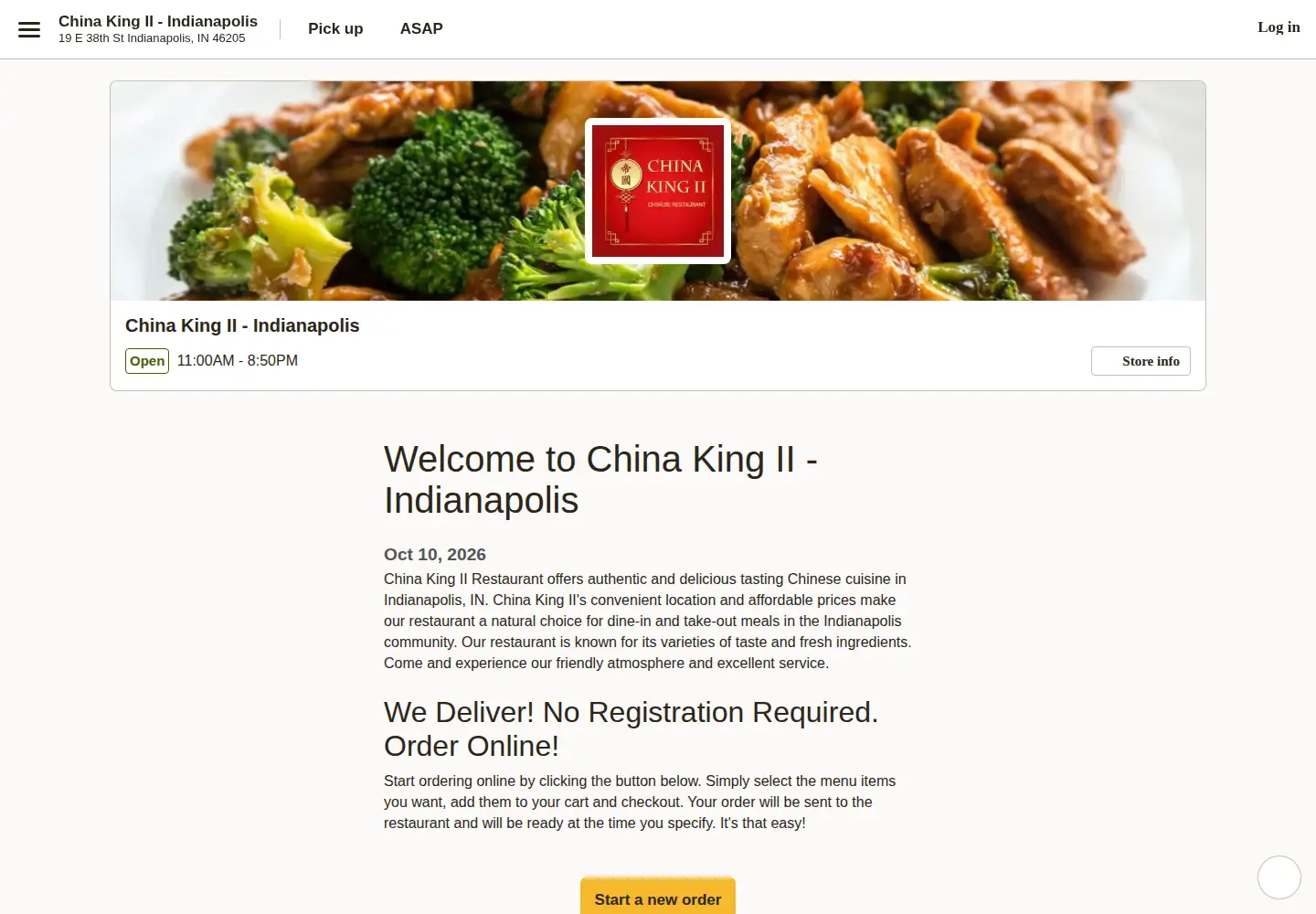 Screenshot of chinaking2indianapolis.com