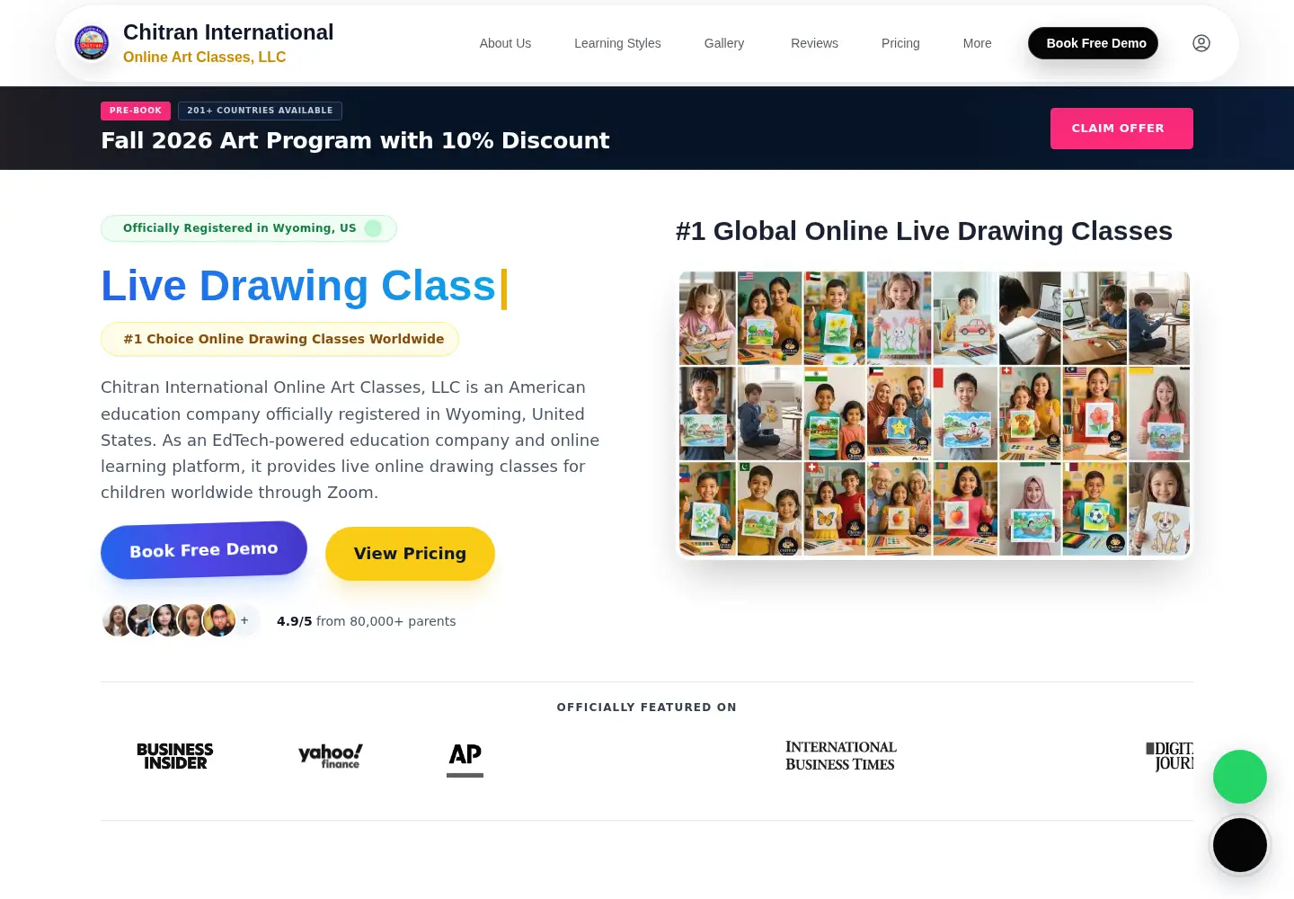 Screenshot of chitranartschool.com