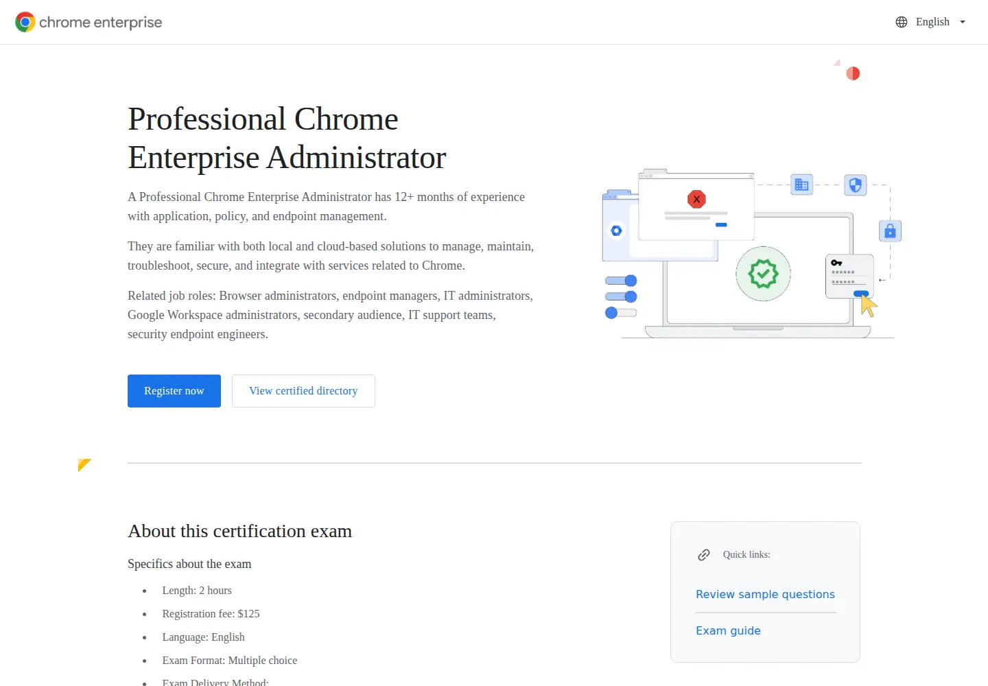 Captured homepage of chromeenterprisecertification.com in the current scan