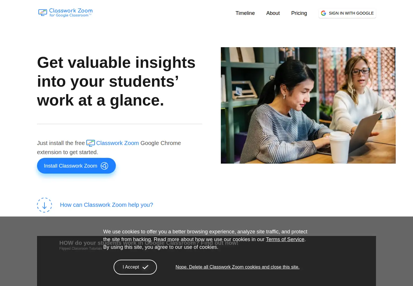 Screenshot of classworkzoom.com