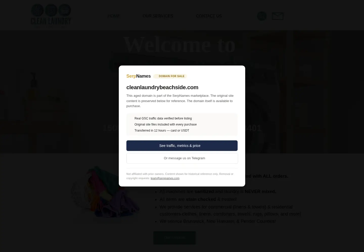 Screenshot of cleanlaundrybeachside.com