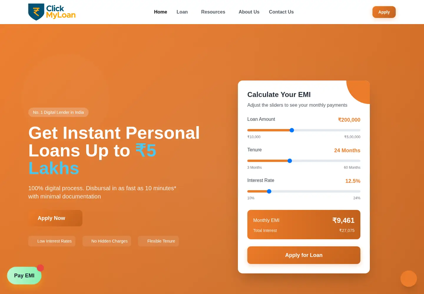 Screenshot of clickmyloan.com
