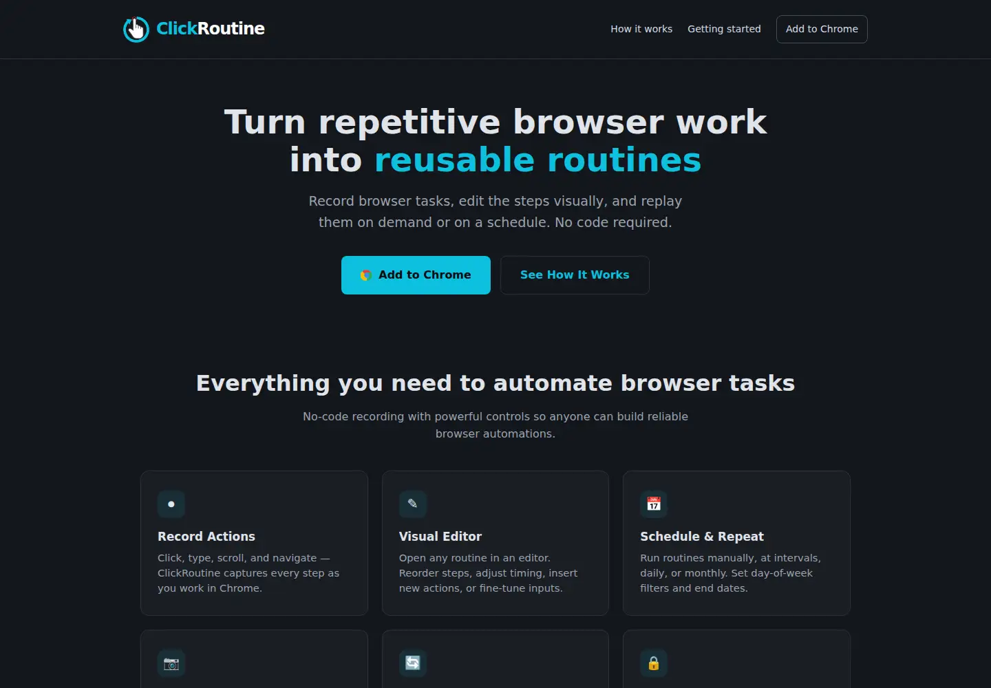 Captured homepage of clickroutine.com in the current scan