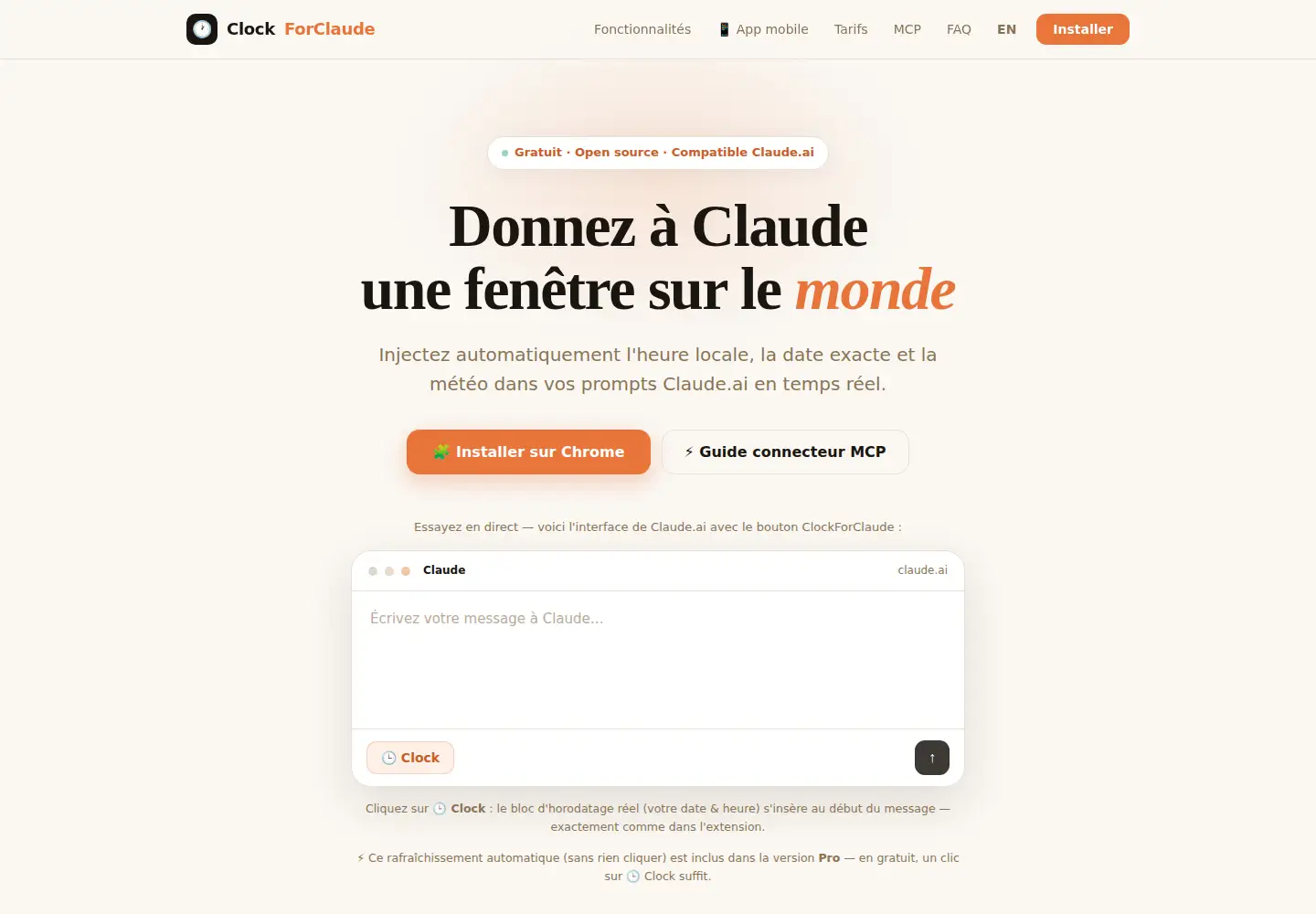 Screenshot of clockforclaude.com