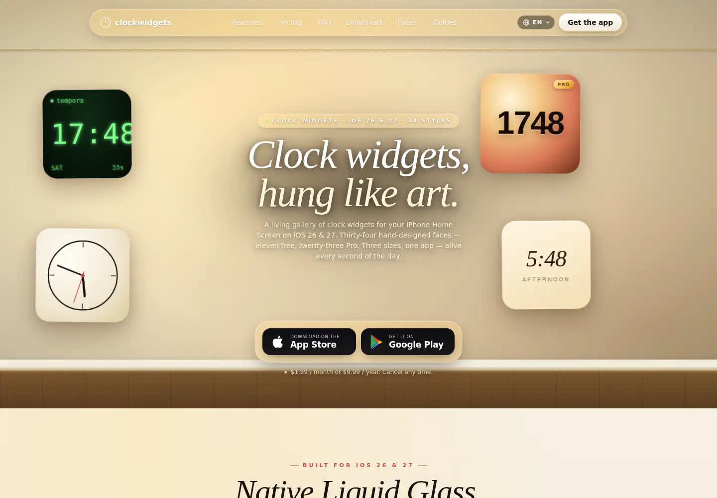 Screenshot of clockwidgets.com
