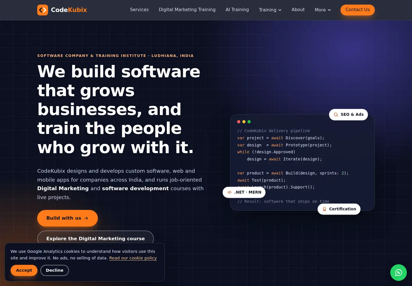 Screenshot of codekubix.com