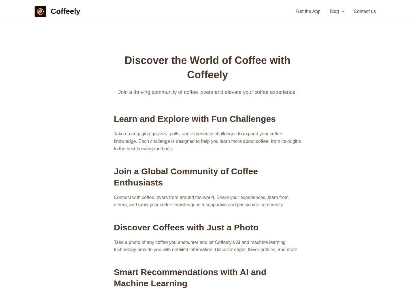 Screenshot of coffeely.com