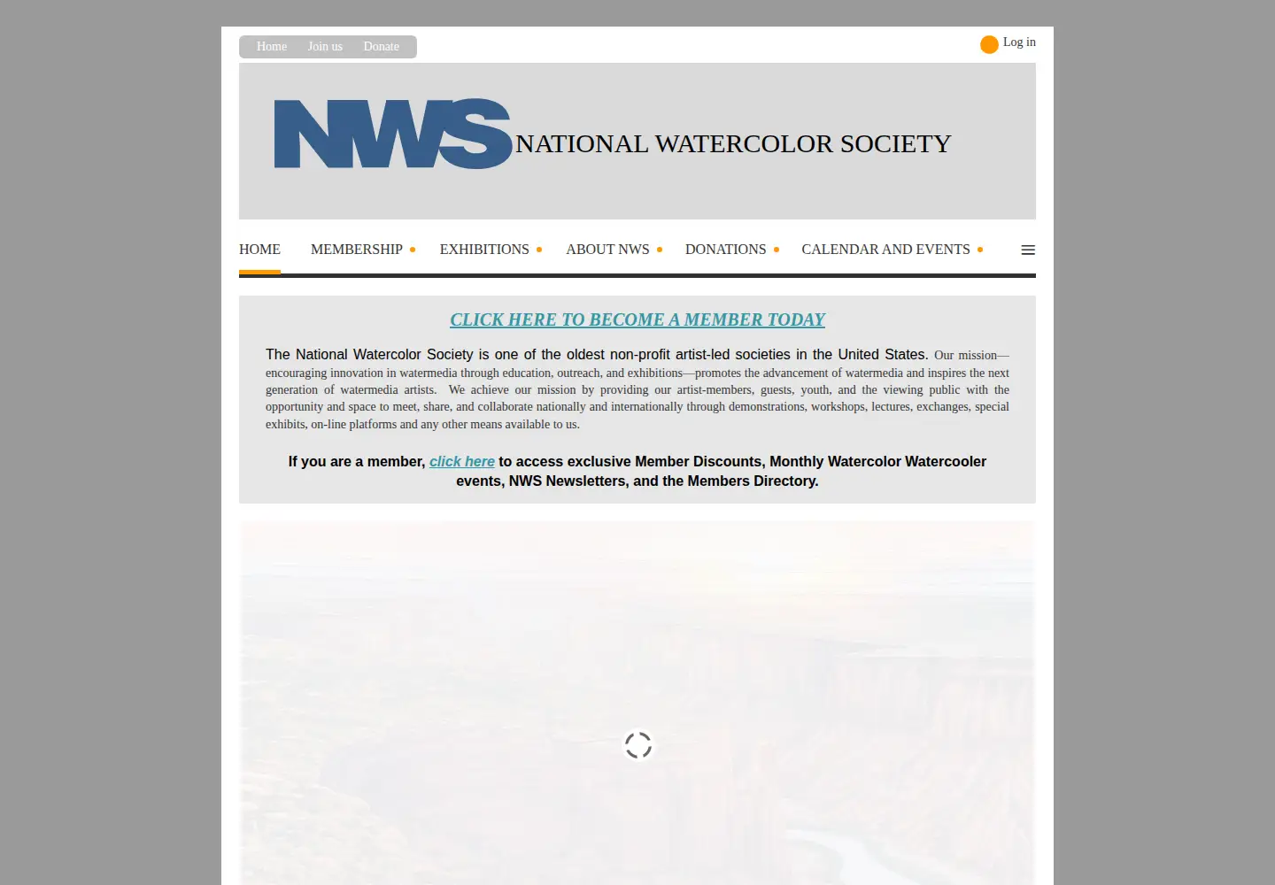 Screenshot of nationalwatercolorsociety.org