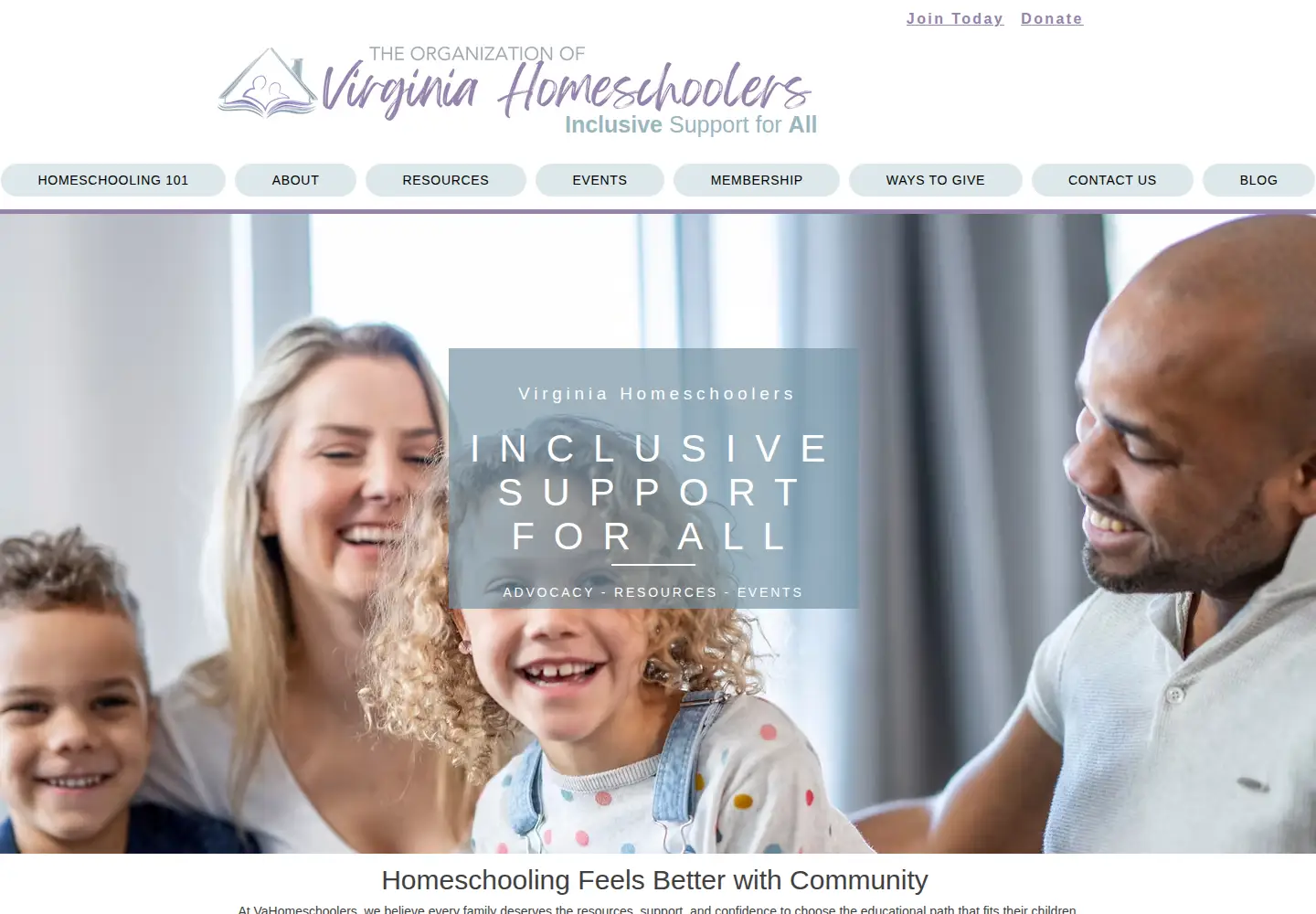 Screenshot of vahomeschoolers.org