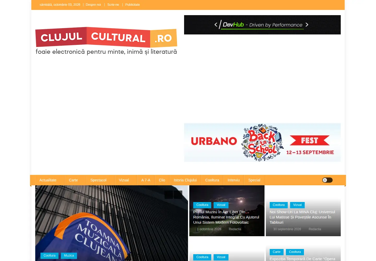 Captured homepage of clujulcultural.ro in the current scan