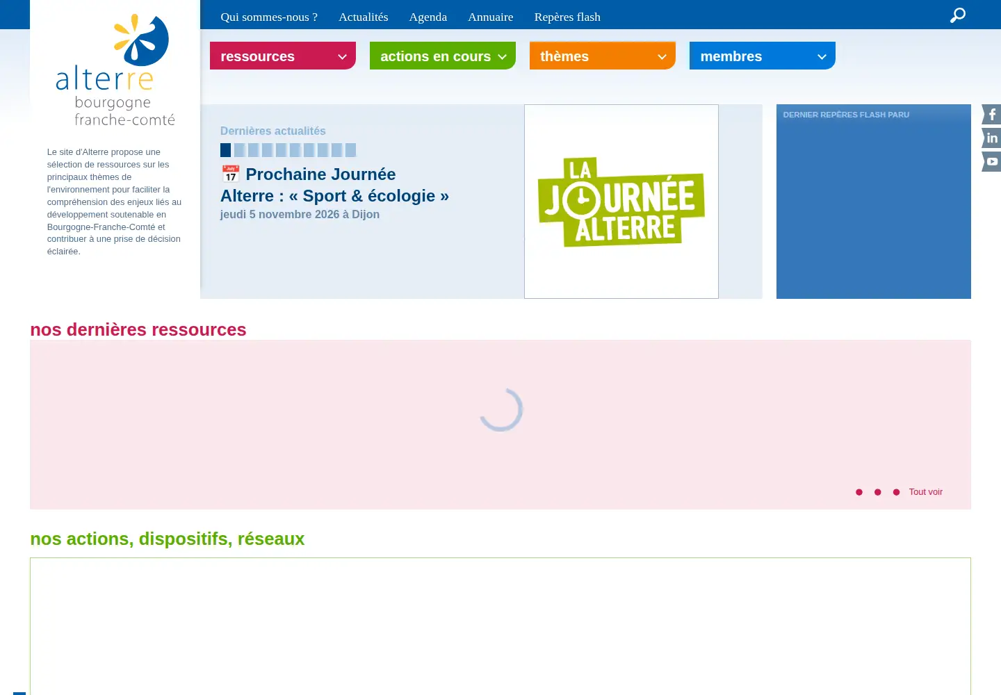 Captured homepage of alterrebourgognefranchecomte.org in the current scan