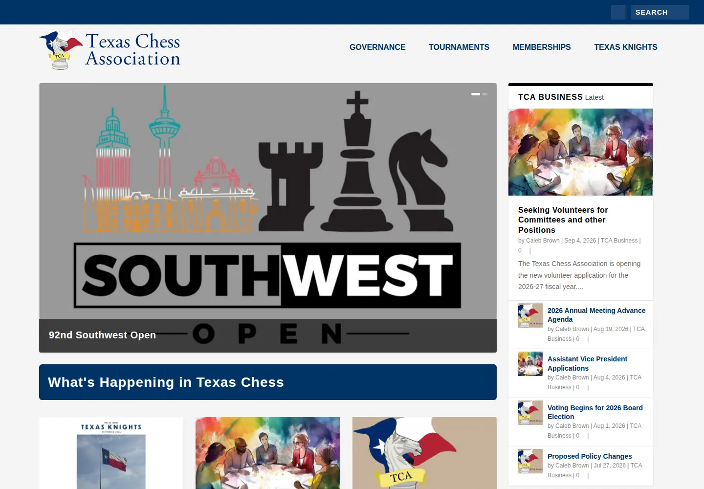Screenshot of texaschess.org