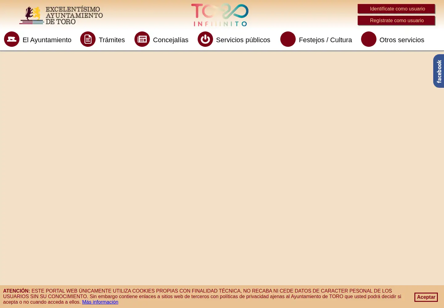 Captured homepage of toroayto.es in the current scan