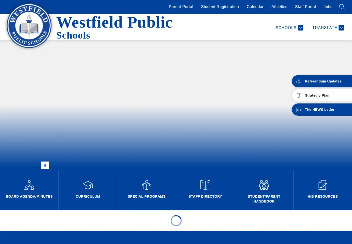 Captured homepage of westfieldnjk12.org in the current scan