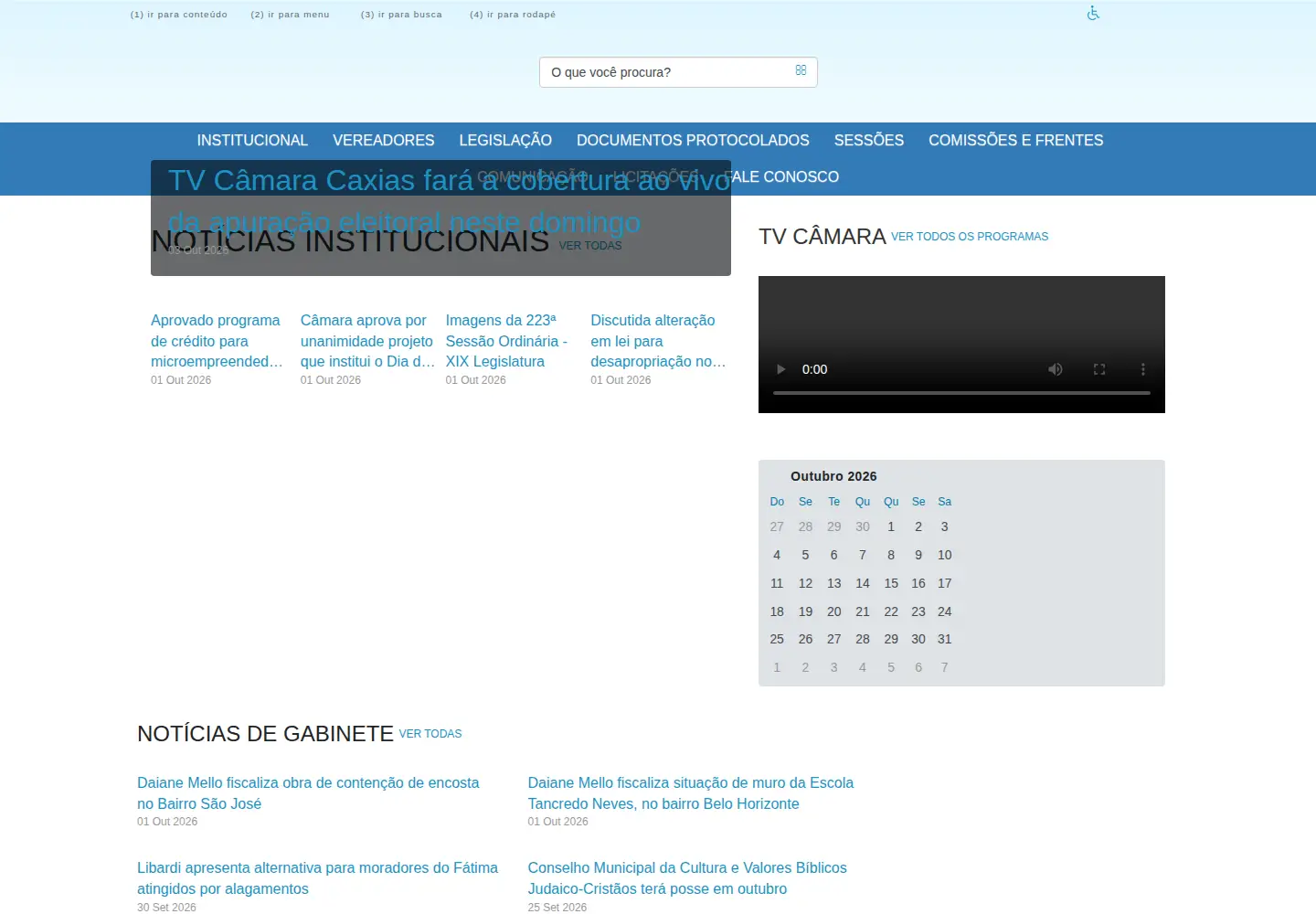Screenshot of camaracaxias.rs.gov.br