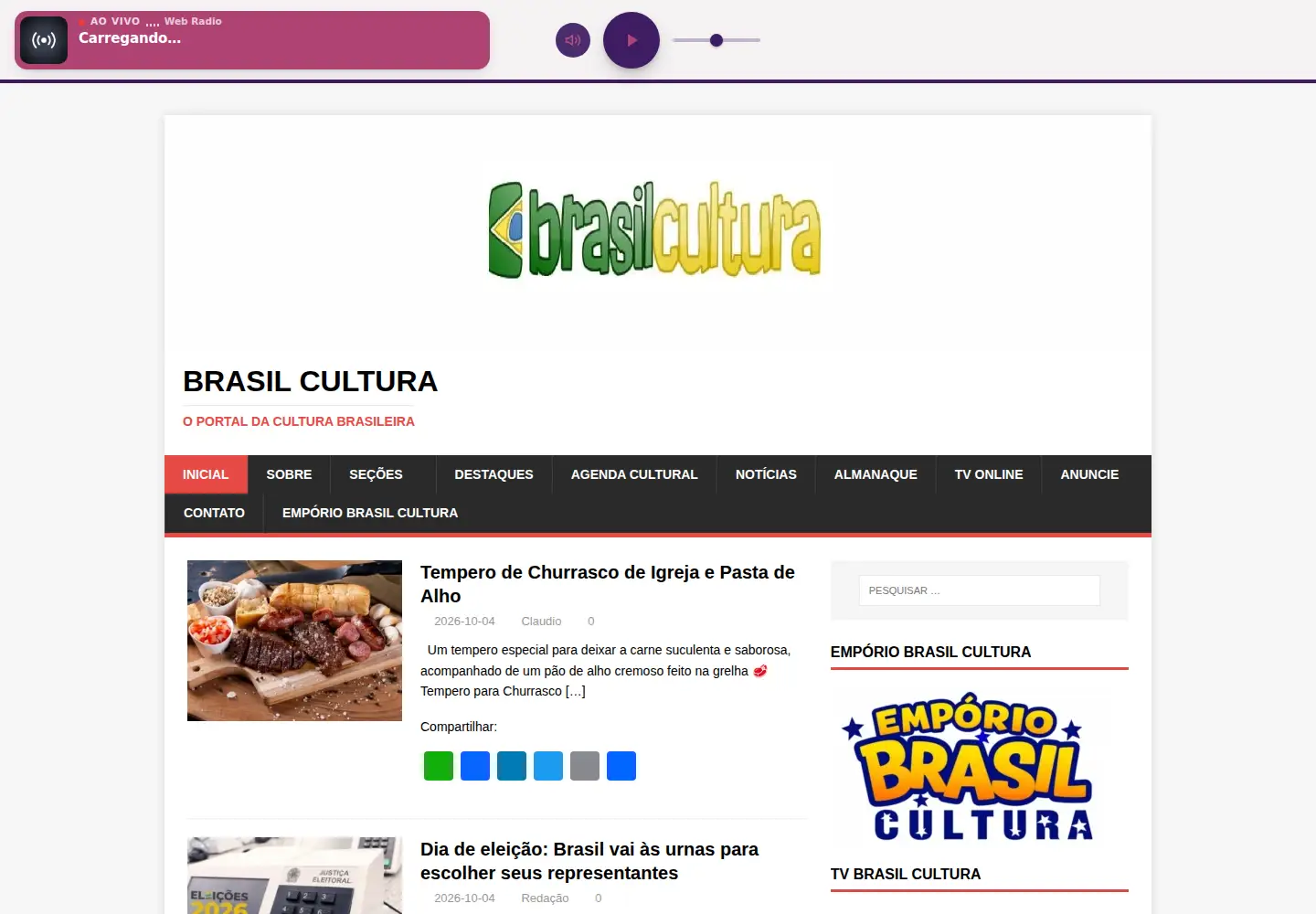Screenshot of brasilcultura.com.br