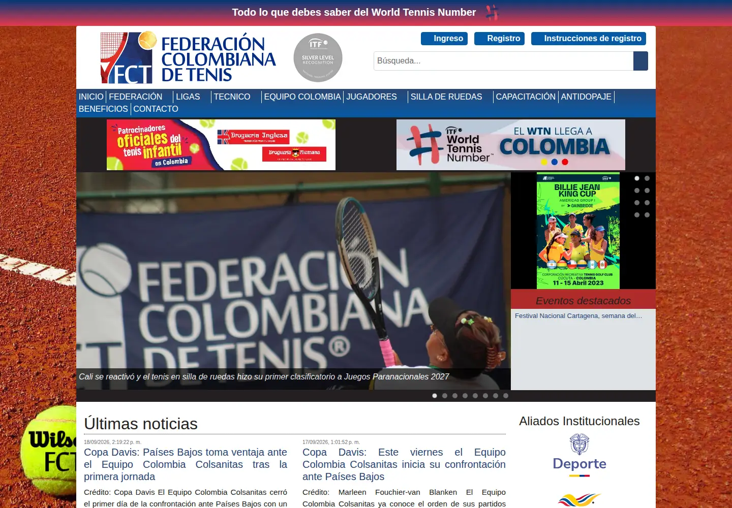 Captured homepage of fedecoltenis.com in the current scan