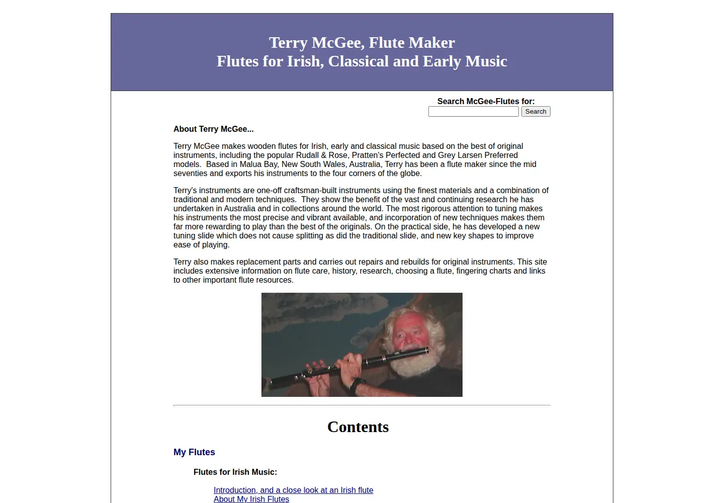 Screenshot of mcgee-flutes.com