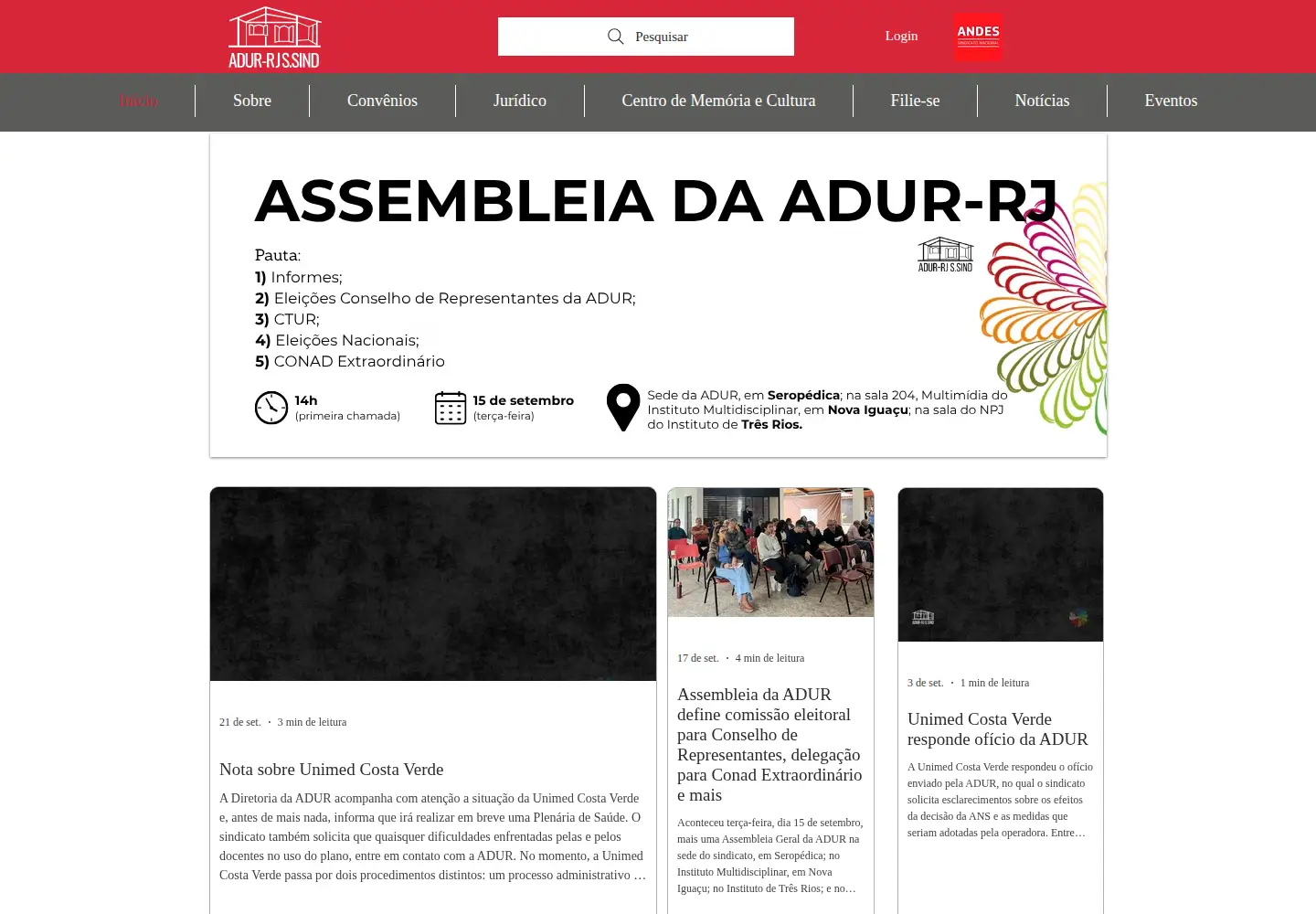 Screenshot of adur-rj.org.br