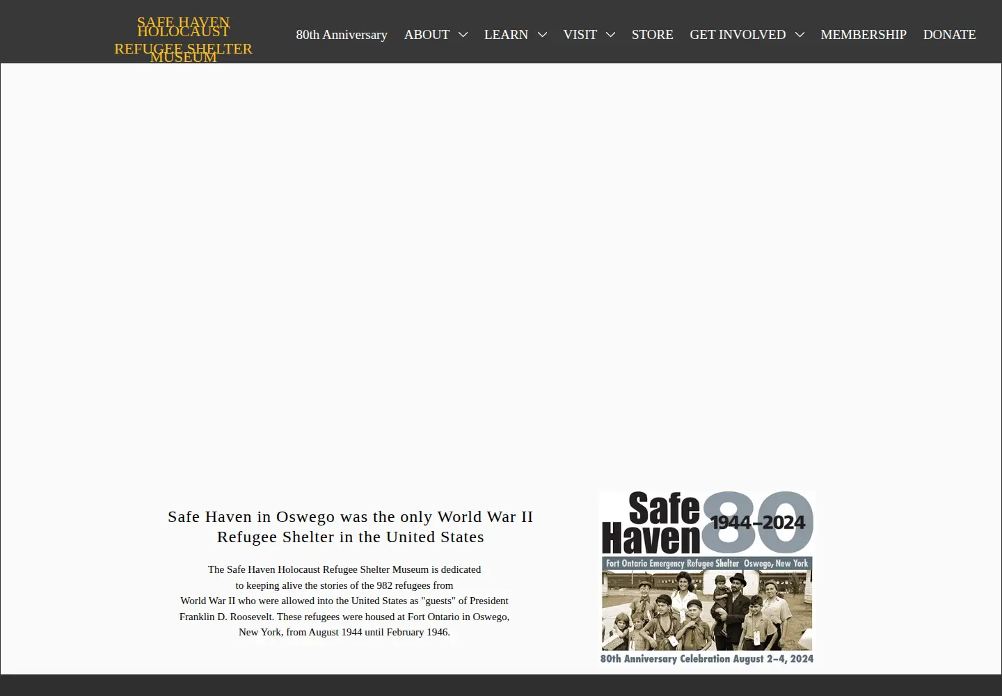 Screenshot of safehavenmuseum.com