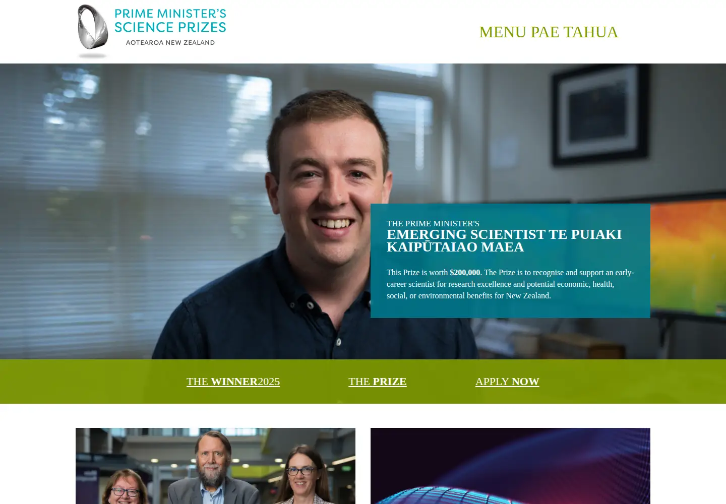 Captured homepage of pmscienceprizes.org.nz in the current scan