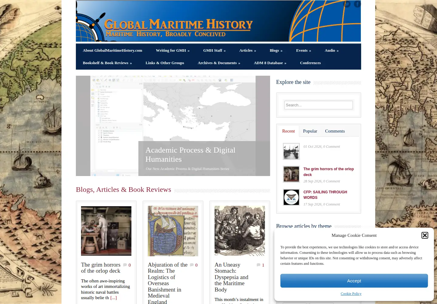 Screenshot of globalmaritimehistory.com