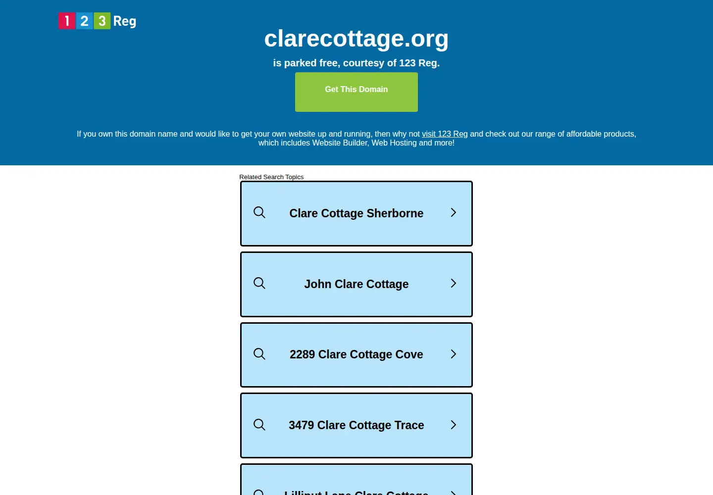 Screenshot of clarecottage.org