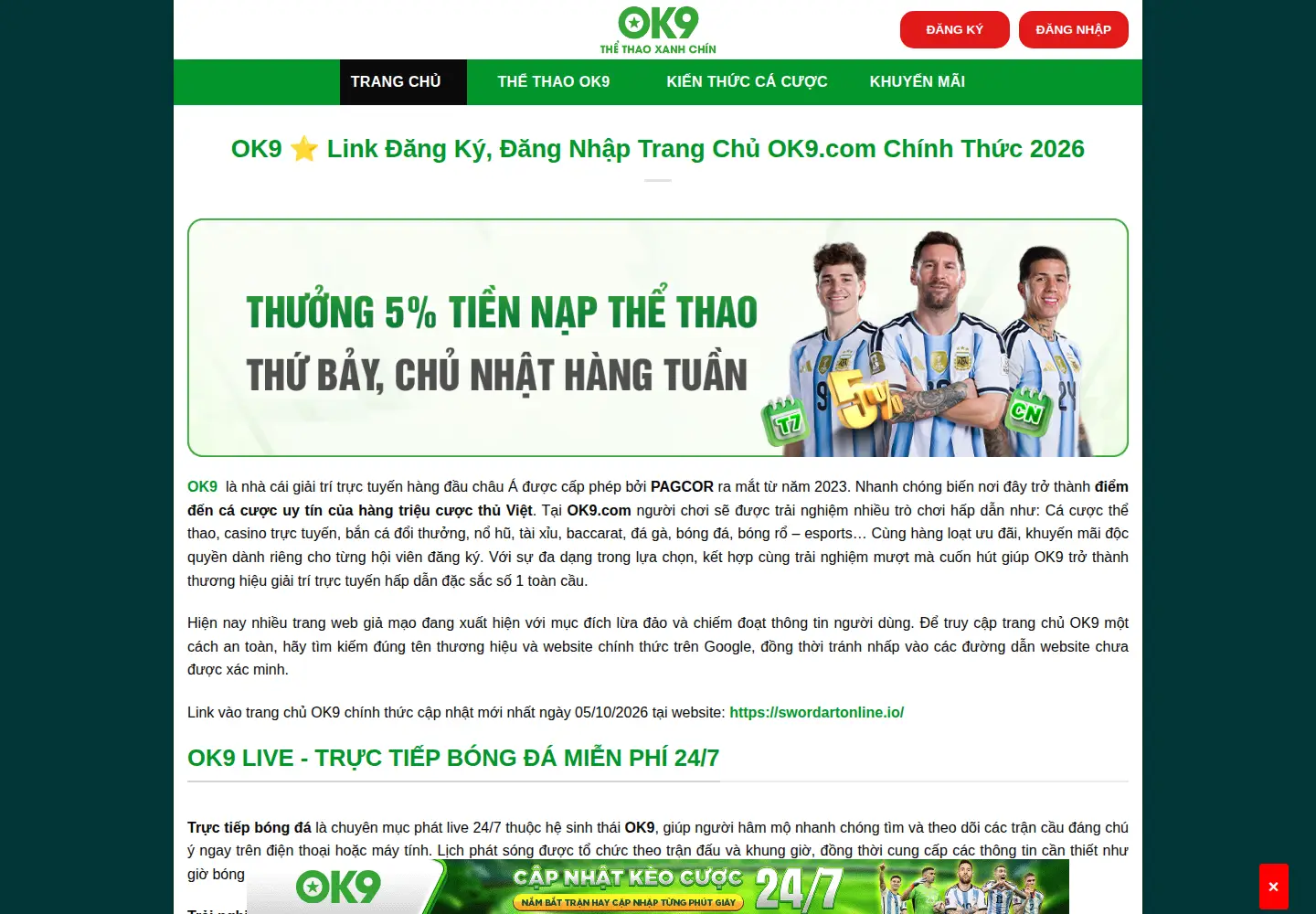 Screenshot of ok9bet.net