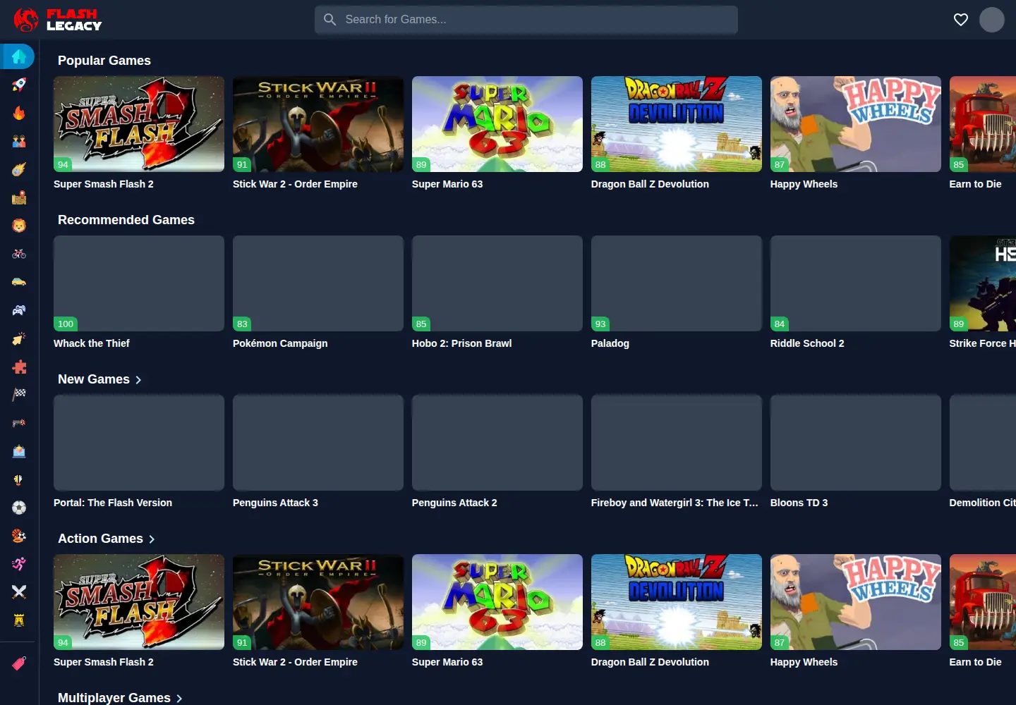 Screenshot of flashlegacy.com