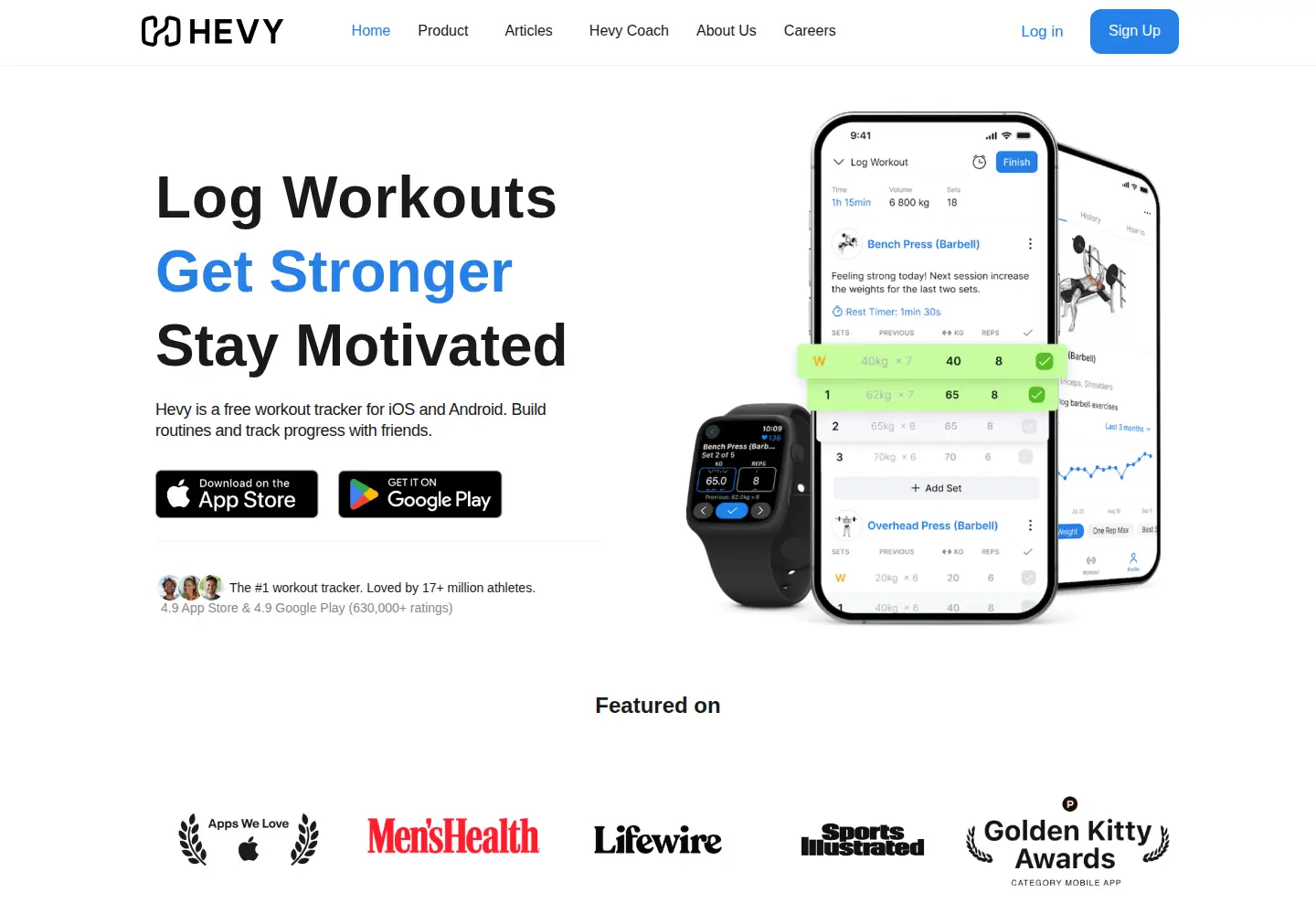 Screenshot of hevyapp.com