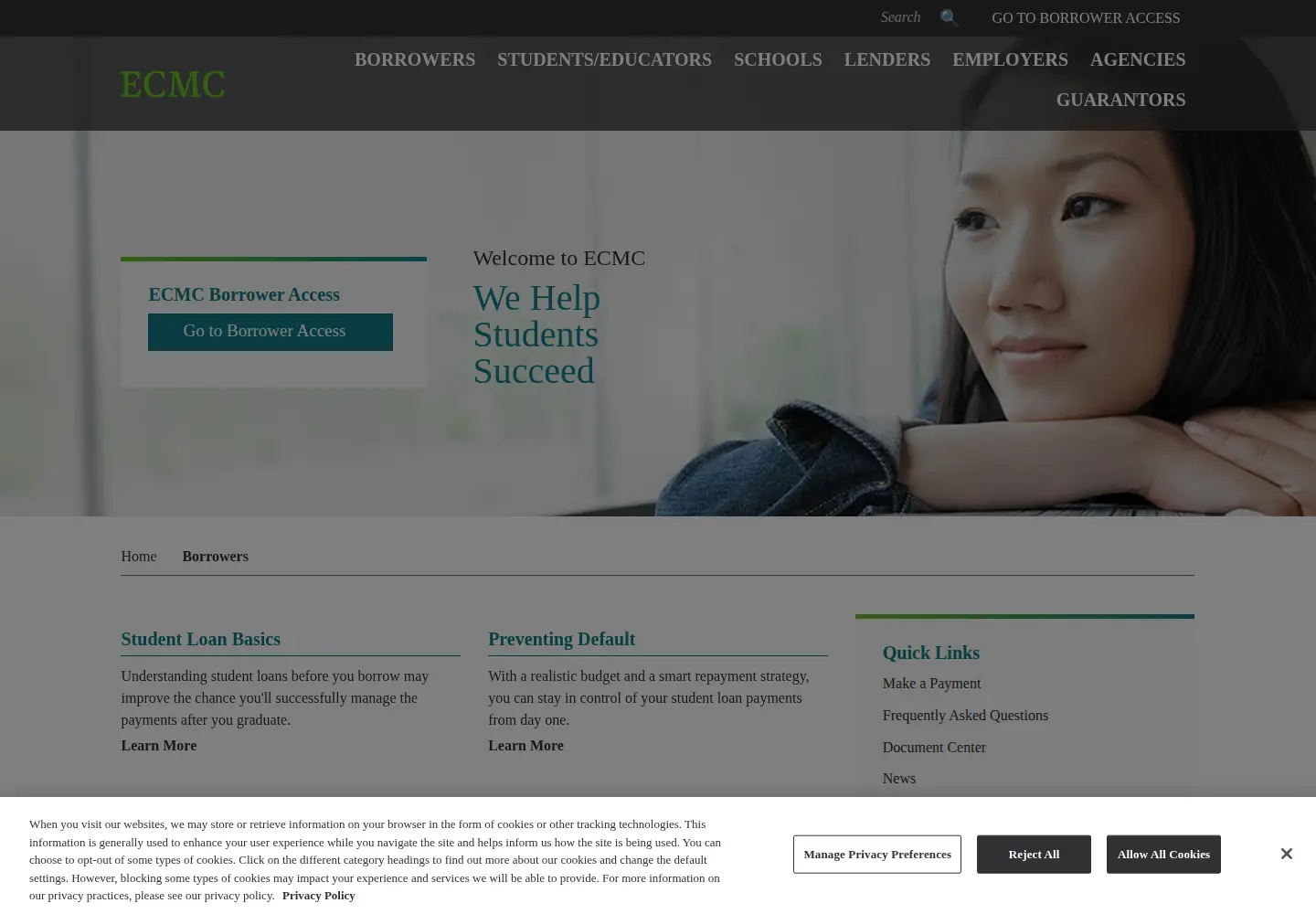 Screenshot of ecmc.org