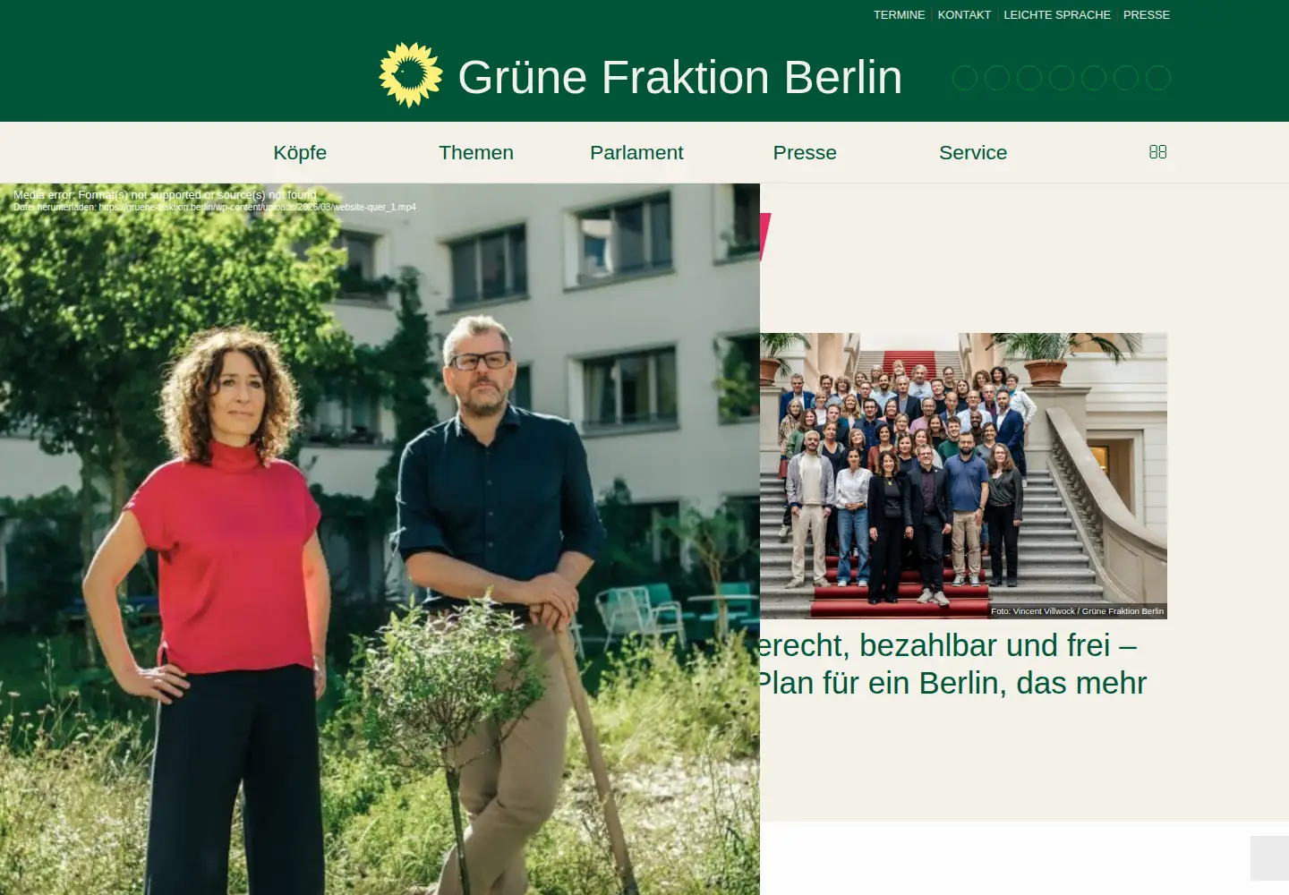 Captured homepage of gruene-fraktion.berlin in the current scan