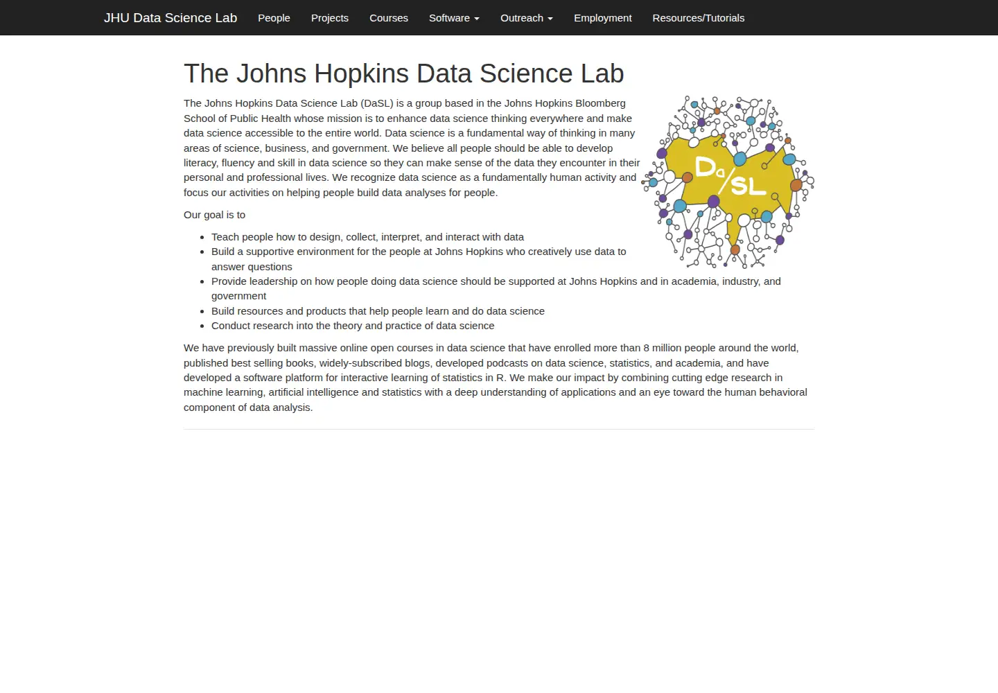 Screenshot of jhudatascience.org