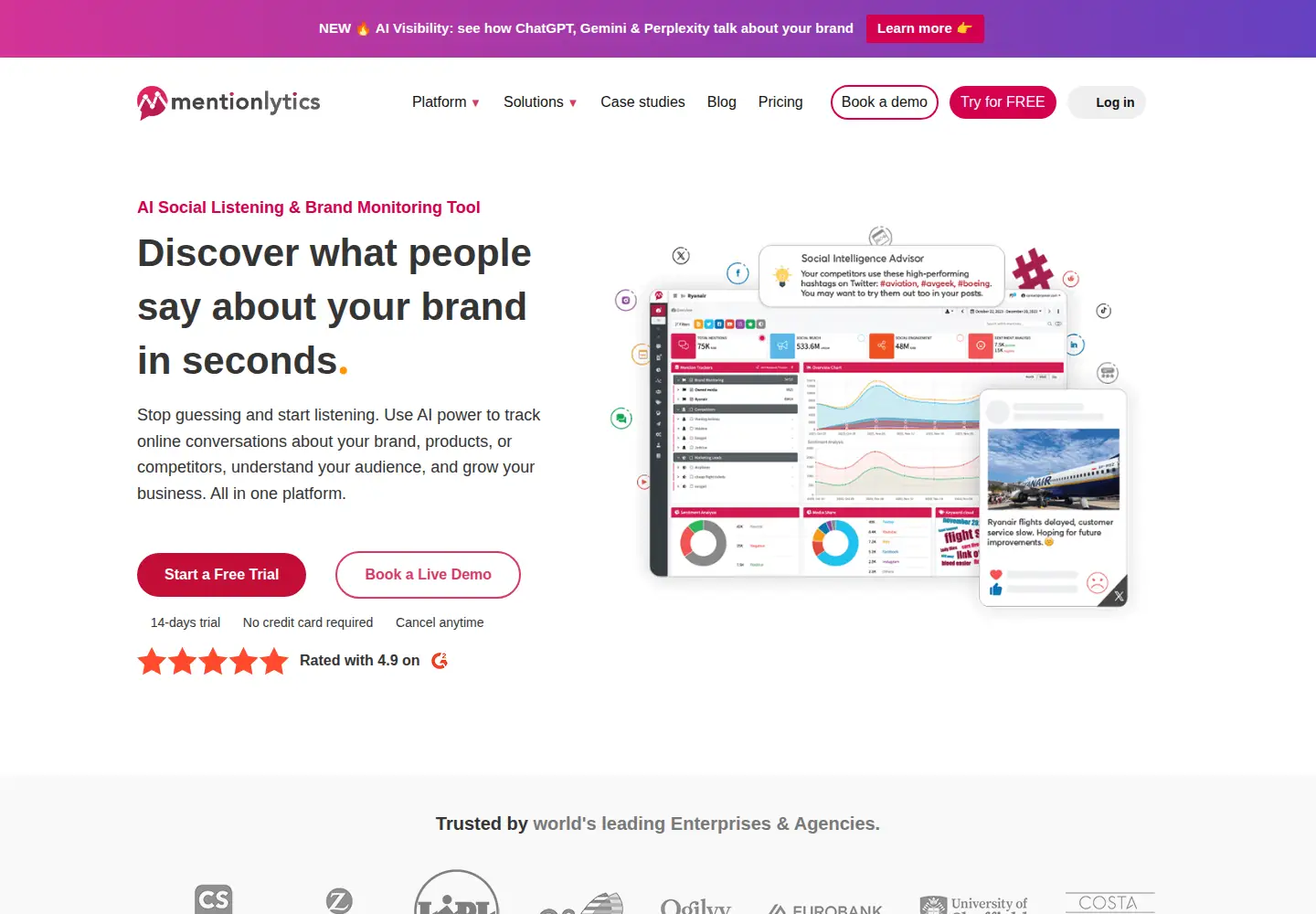 Screenshot of mentionlytics.com