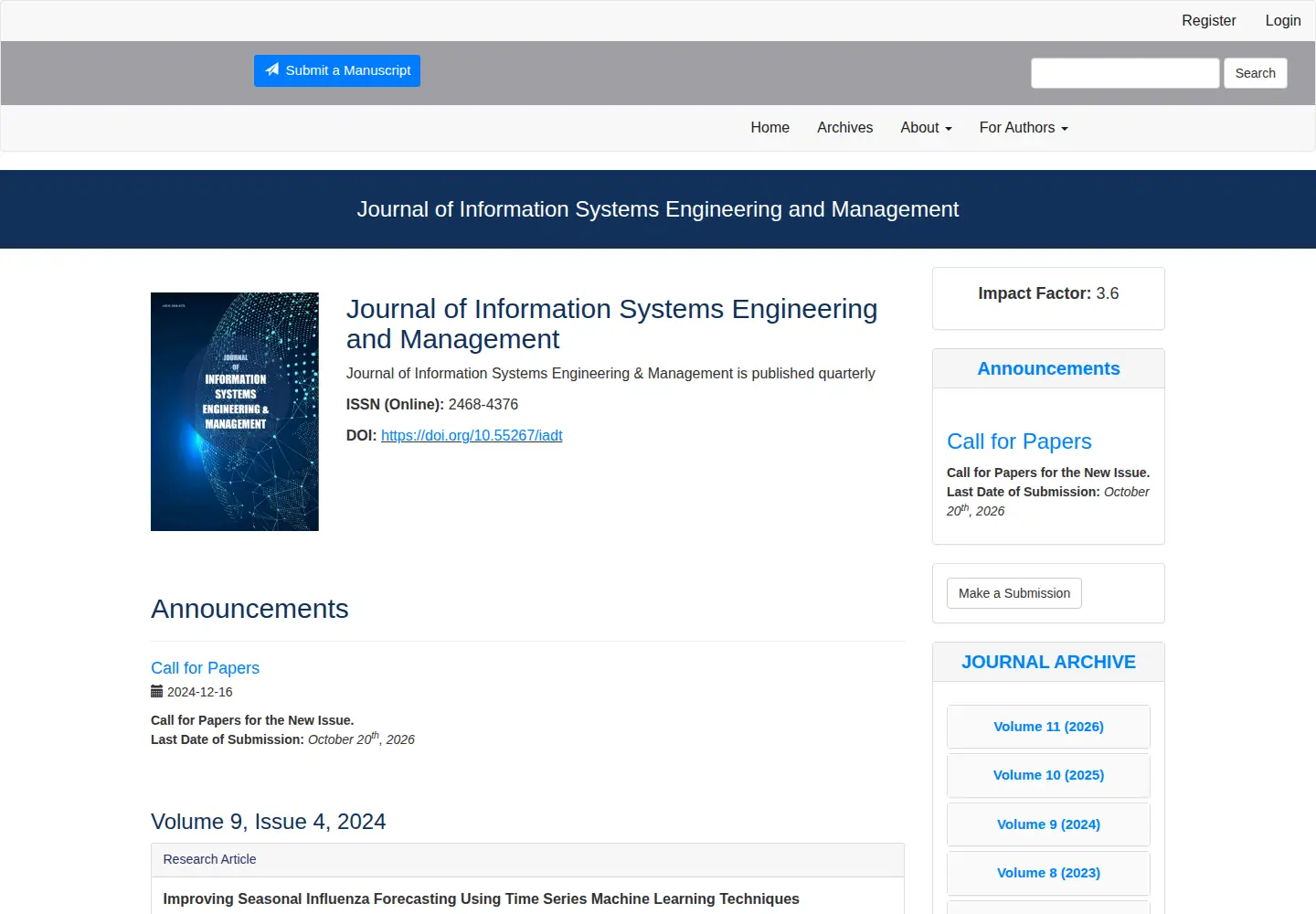 Captured homepage of jisem-journal.com in the current scan