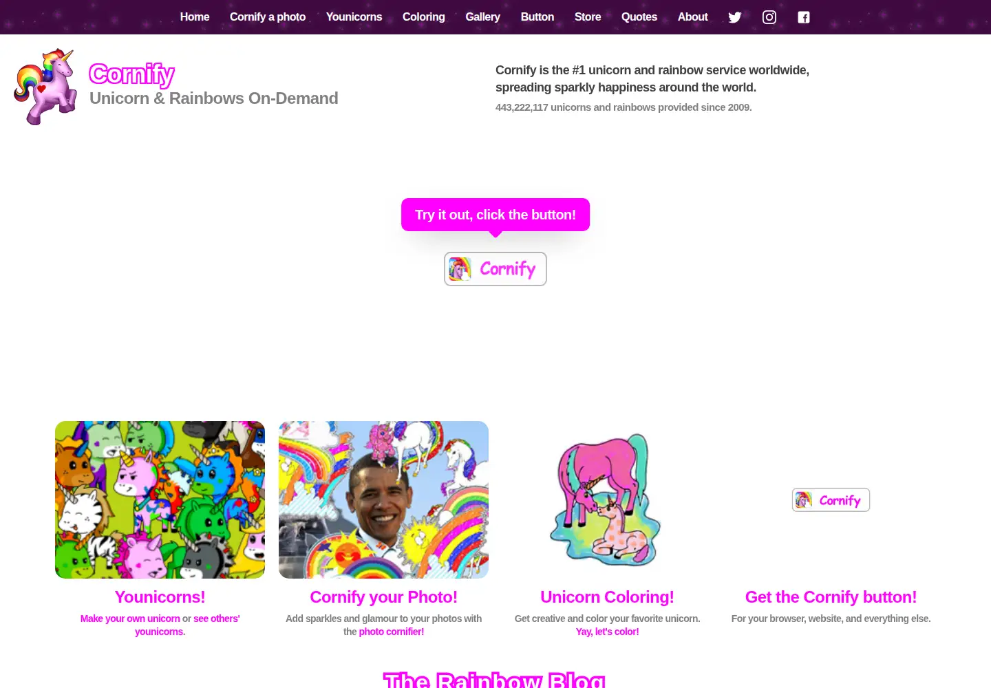 Screenshot of cornify.com