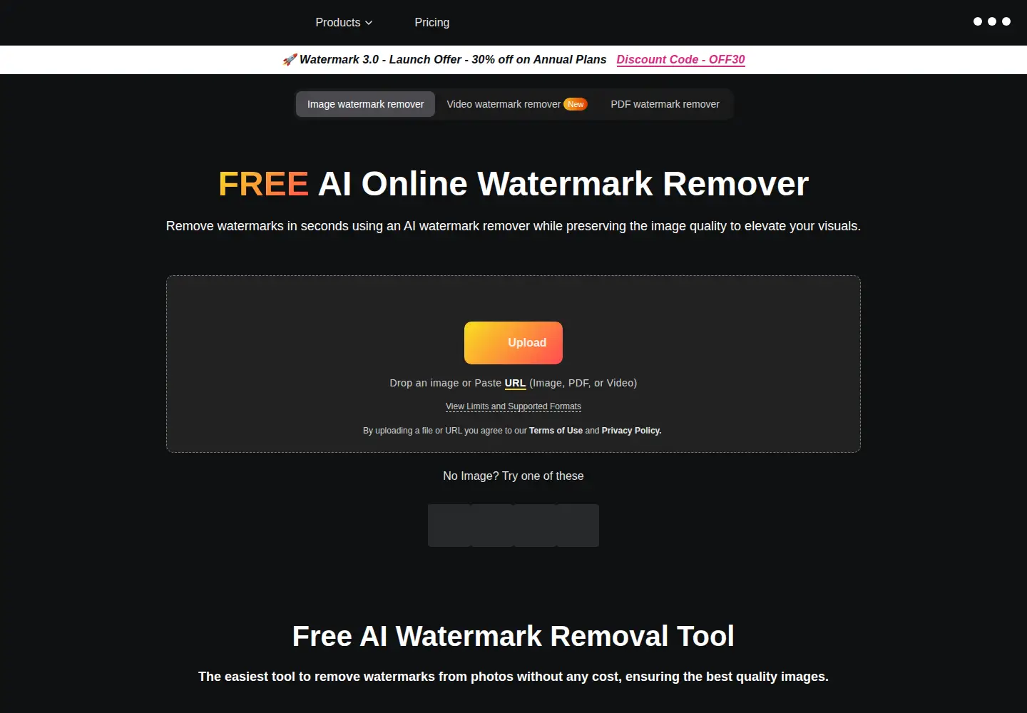 Screenshot of watermarkremover.io