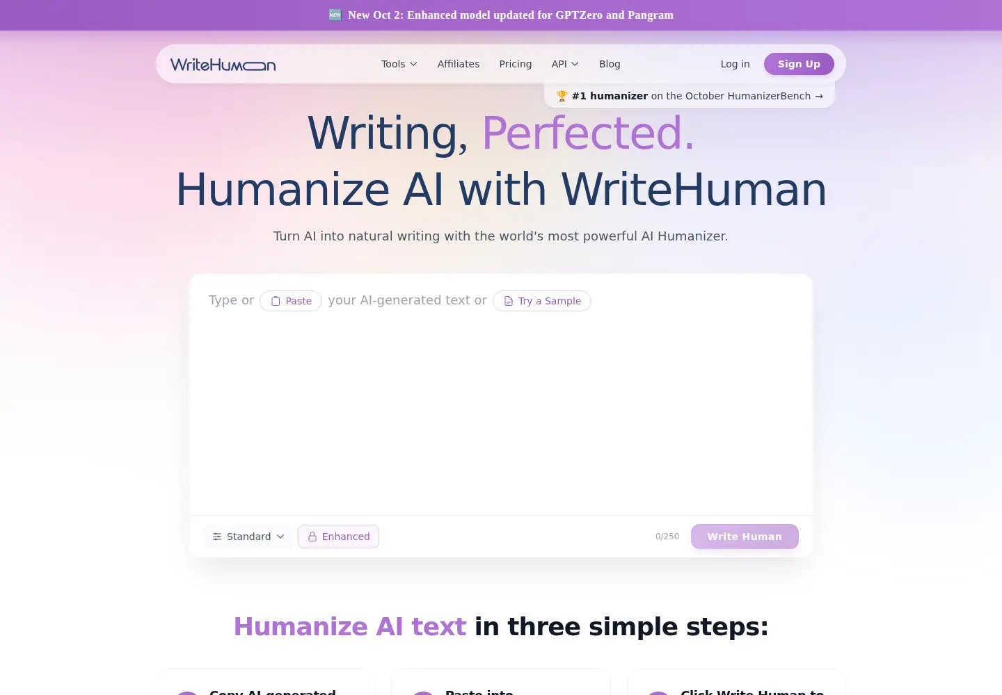 Screenshot of writehuman.ai
