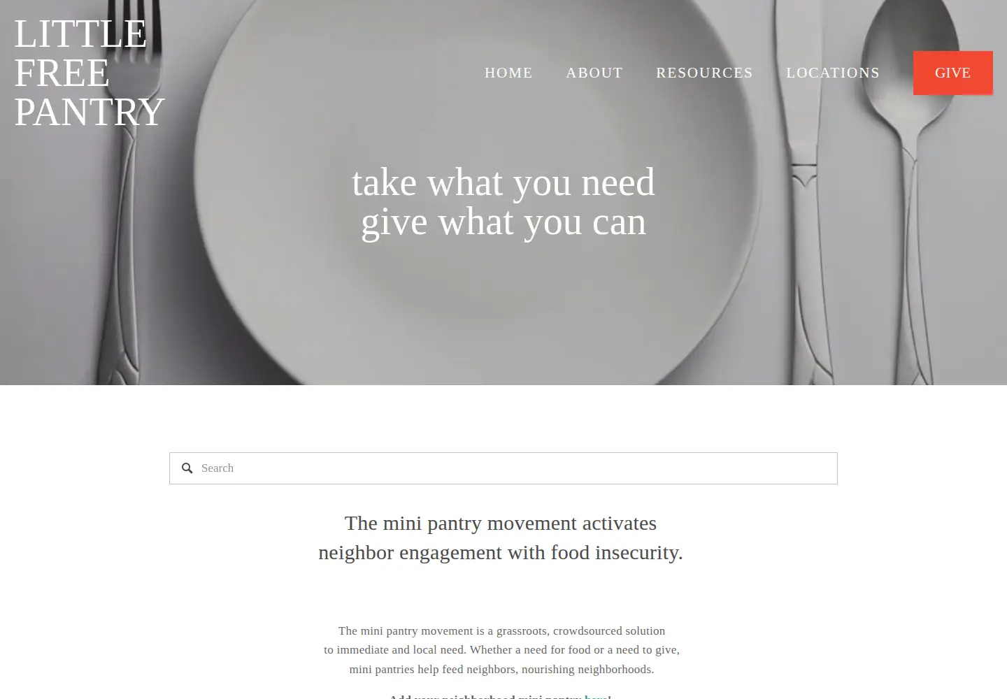 Captured homepage of littlefreepantry.org in the current scan
