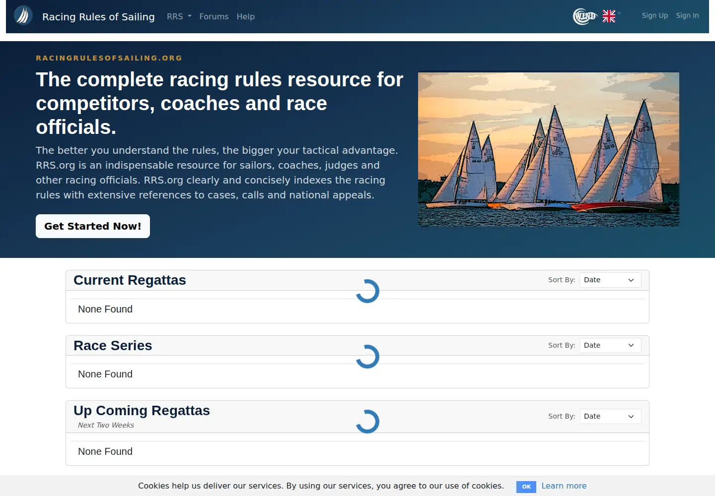 Screenshot of racingrulesofsailing.org