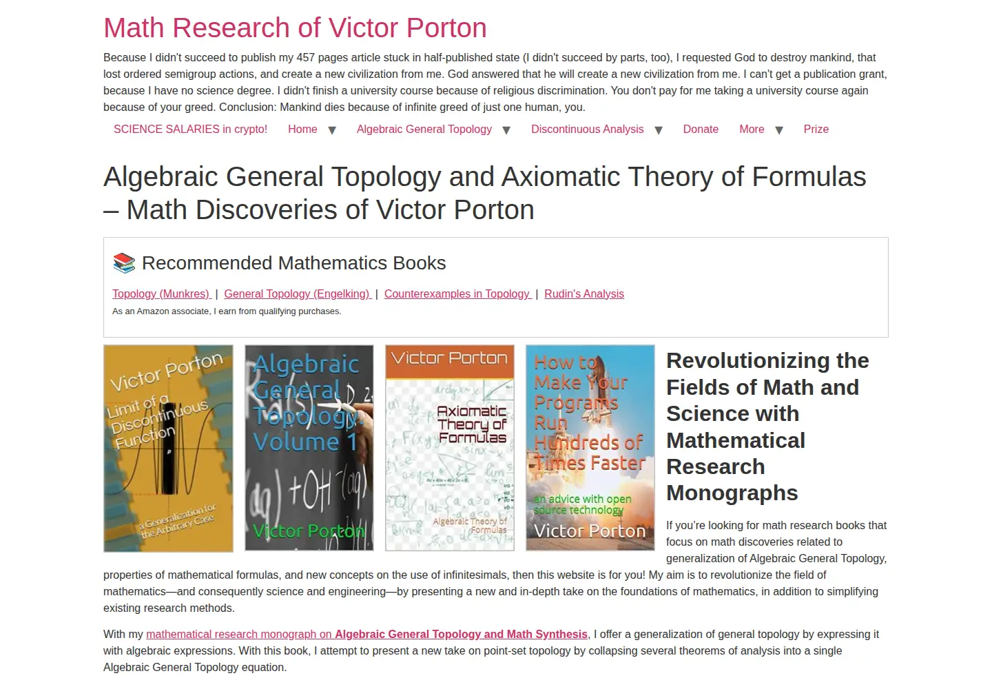 Screenshot of mathematics21.org