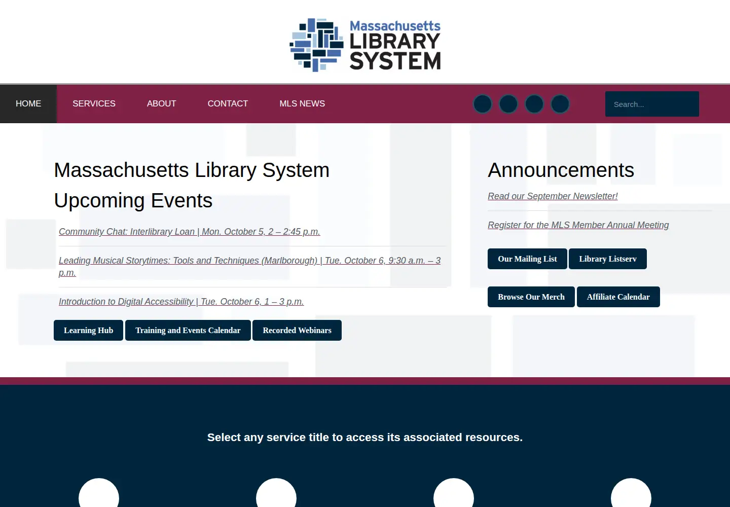 Screenshot of masslibsystem.org