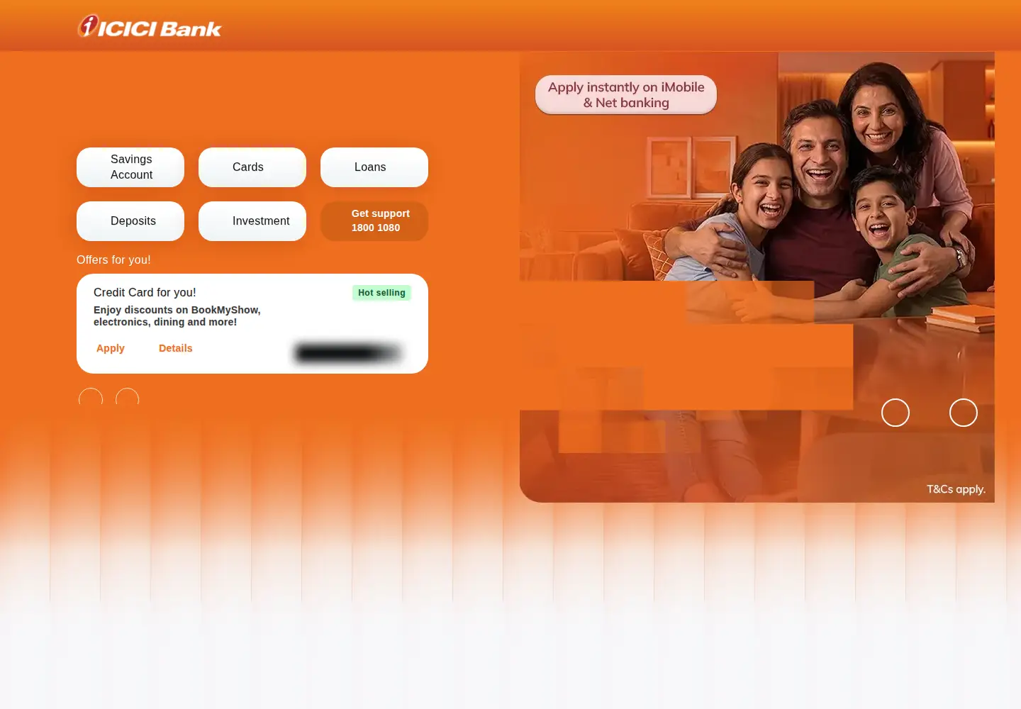 Captured homepage of icici.bank.in in the current scan