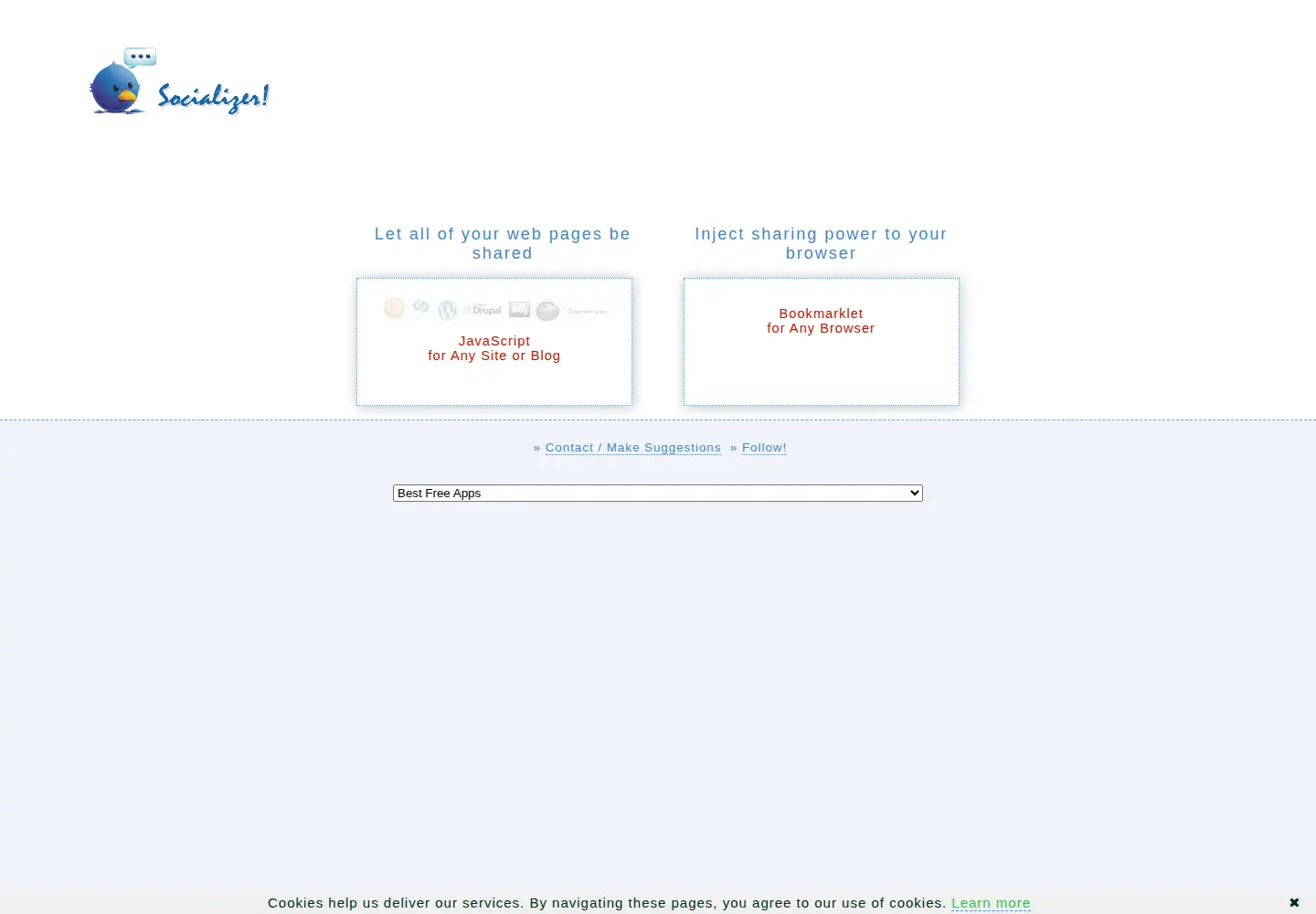 Captured homepage of socializer.info in the current scan