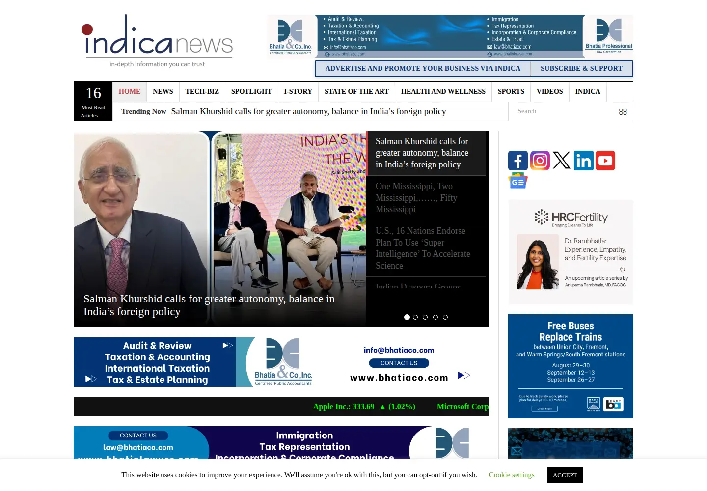 Screenshot of indicanews.com