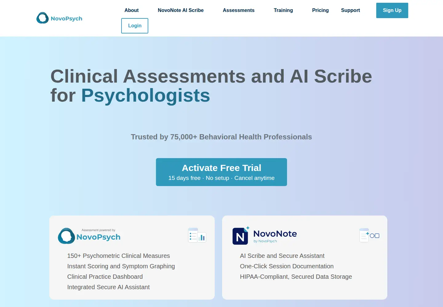Screenshot of novopsych.com