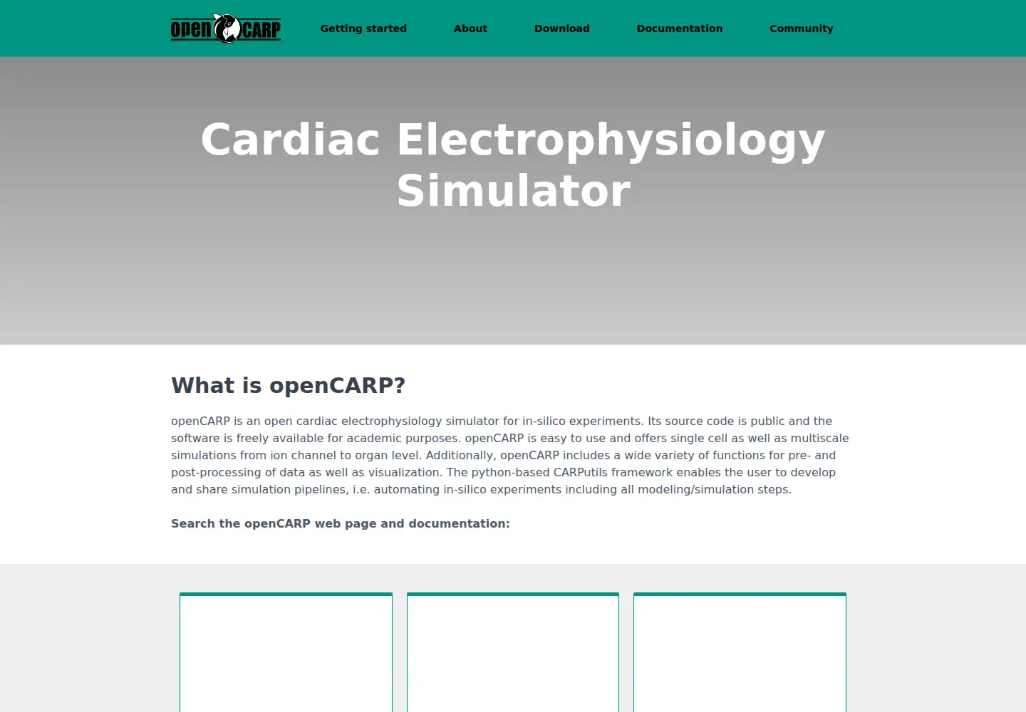 Captured homepage of opencarp.org in the current scan