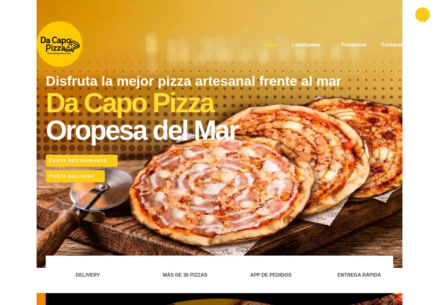 Screenshot of dacapopizza.com