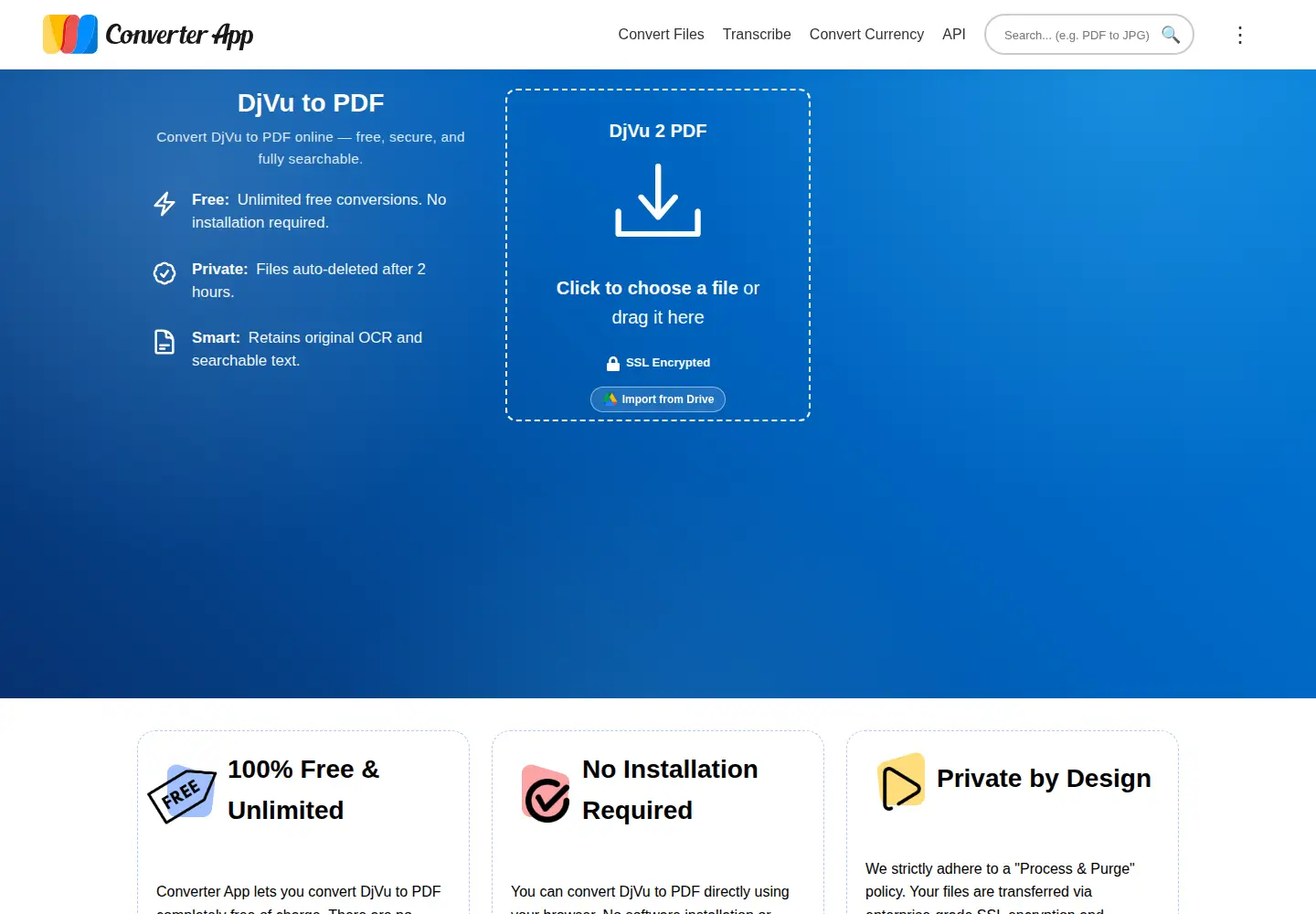 Screenshot of djvu-pdf.com